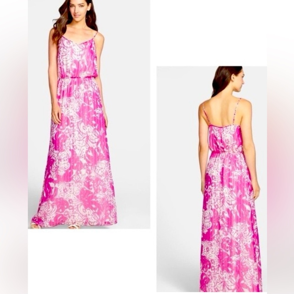Lilly Pulitzer Metallic Purple + Gold Maxi Dress Size Small. Perfect Holidays! - Picture 2 of 12